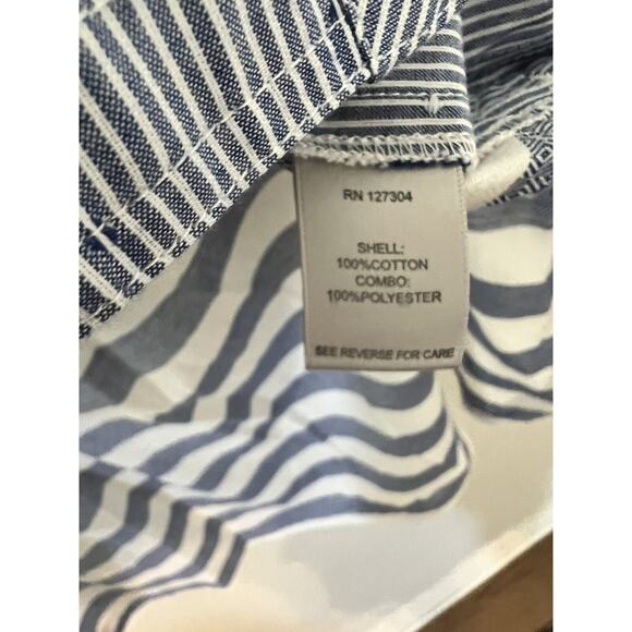 Vincente Tunic Top White Blue Sleeveless Floral Collar Hi Lo Hem Size Medium - Picture 10 of 16